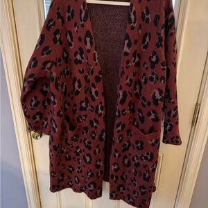Torrid Burgundy Leopard Print Cardigan